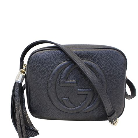 GUCCI Pebbled Calfskin Small Soho Disco Bag Black 